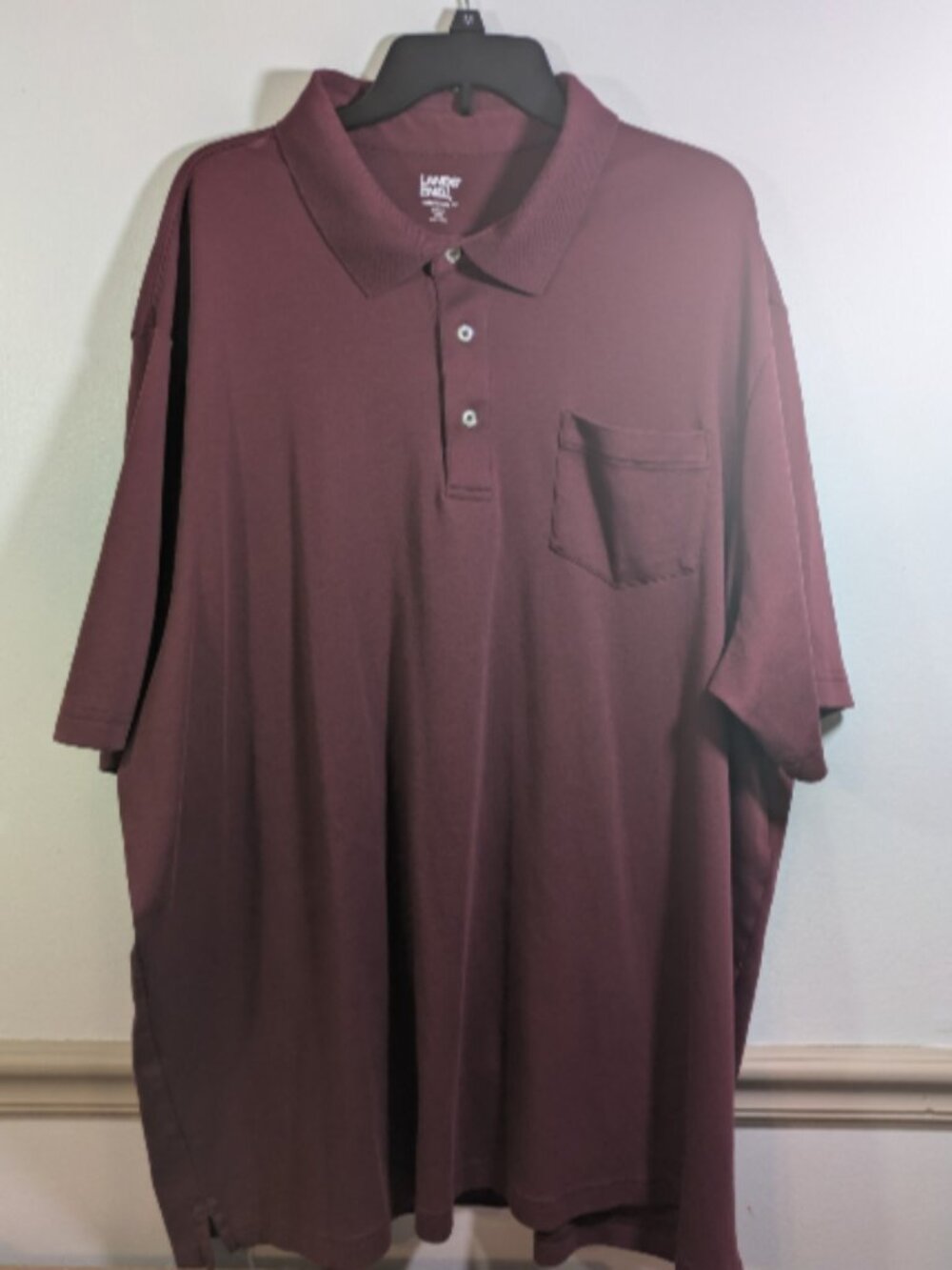 Lands End Men Polos 4XLT Maroon 100% Cotton Short Sleeve Traditional Fit